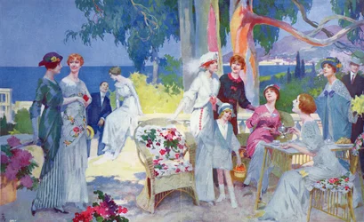 Fête de thé dans un jardin sur la Côte d